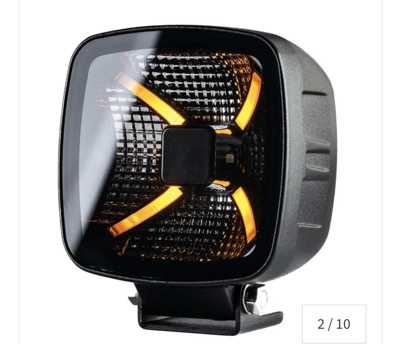 Square LED light pod with amber daytime running light signature
