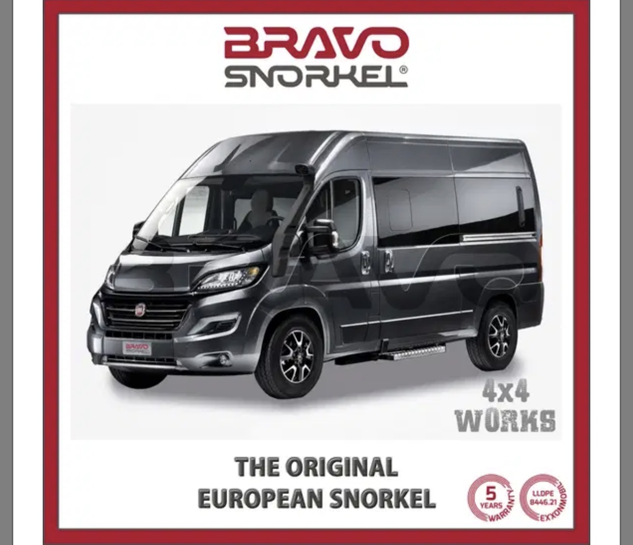 Bravo Snorkel raised air intake fitted to a Fiat Ducato panel van